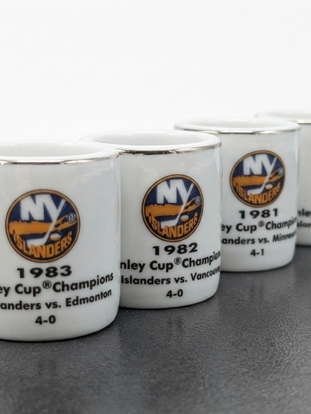 2000s "Cup Crazy" NY Islanders Miniature Mug Set – 4-Year Dynasty 1980s Isles
